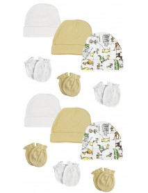 Baby Boy, Baby Girl, Unisex Infant Caps and Mittens (Pack of 12)