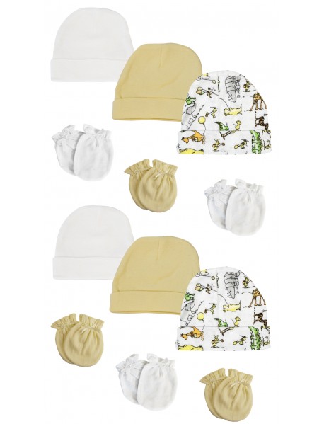 Baby Boy, Baby Girl, Unisex Infant Caps and Mittens (Pack of 12)
