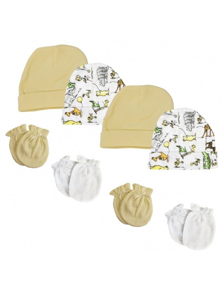 Baby Boy, Baby Girl, Unisex Infant Caps and Mittens (Pack of 8)