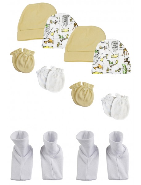 Baby Boy, Baby Girl, Unisex Infant Caps, Booties and Mittens (Pack of 10)