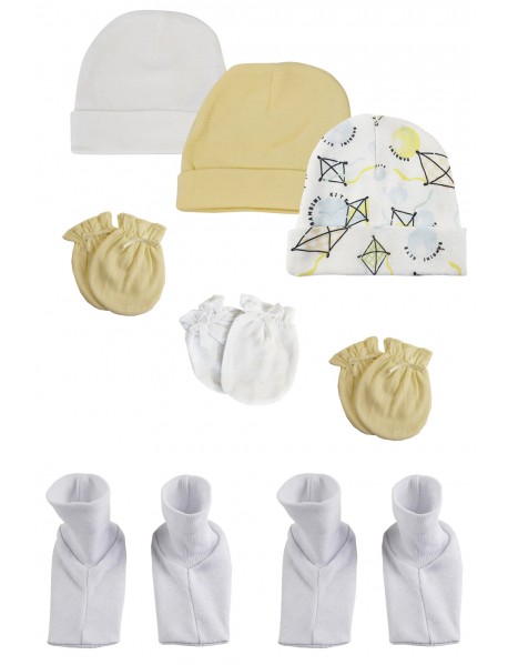 Baby Boy, Baby Girl, Unisex Infant Caps, Booties and Mittens (Pack of 8)