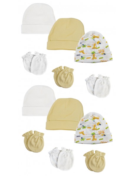 Baby Boy, Baby Girl, Unisex Infant Caps and Mittens (Pack of 12)