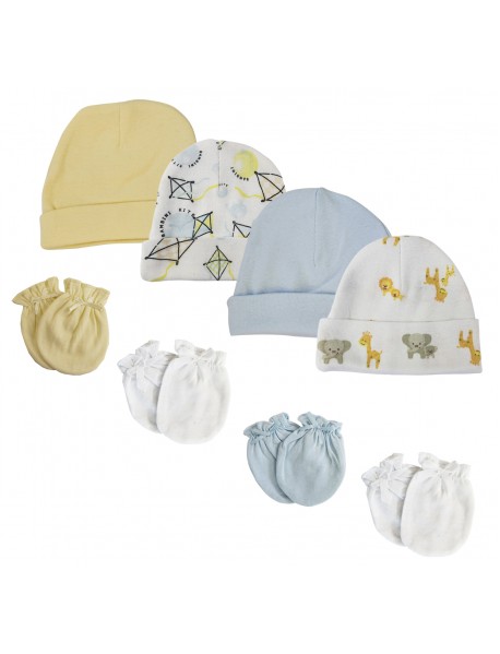 Baby Boys Caps and Mittens (Pack of 8)
