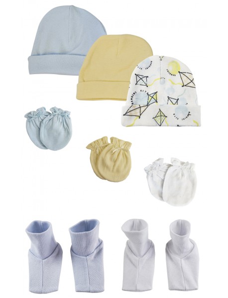 Baby Boys Caps, Booties and Mittens (Pack of 8)