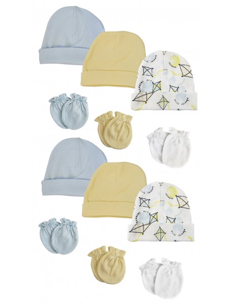 Baby Boys Caps and Mittens (Pack of 12)
