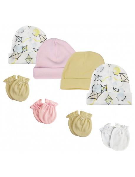 Baby Girls Caps and Mittens (Pack of 8)