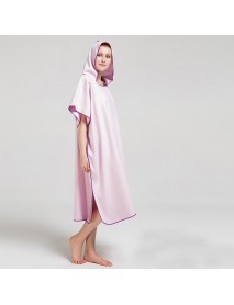 KCASA Adult Wearable Bathrobe Beach Towel Quick Drying Hooded Changing Robe Sunscreen Cloak Bath Towel Poncho Microfiber Surf Swimsuit Cloak