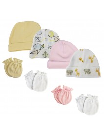 Baby Girls Caps and Mittens (Pack of 8)