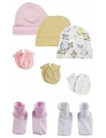 Baby Girls Caps, Booties and Mittens (Pack of 8)