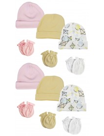 Baby Girls Caps and Mittens (Pack of 12)