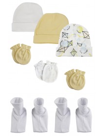 Baby Boy, Baby Girl, Unisex Infant Caps, Booties and Mittens (Pack of 8)
