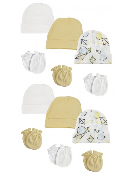Baby Boy, Baby Girl, Unisex Infant Caps and Mittens (Pack of 12)