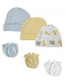 Baby Boys Caps and Mittens (Pack of 6)
