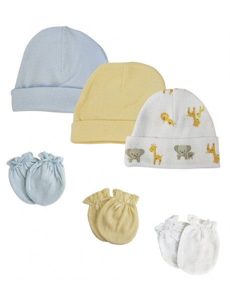 Baby Boys Caps and Mittens (Pack of 6)