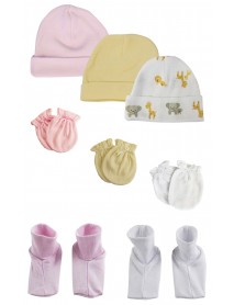 Baby Girls Caps, Booties and Mittens (Pack of 8)