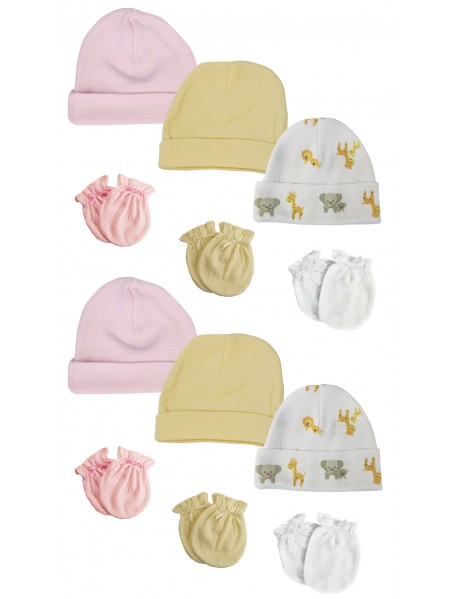 Baby Girls Caps and Mittens (Pack of 12)