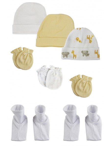 Baby Boy, Baby Girl, Unisex Infant Caps, Booties and Mittens (Pack of 8)