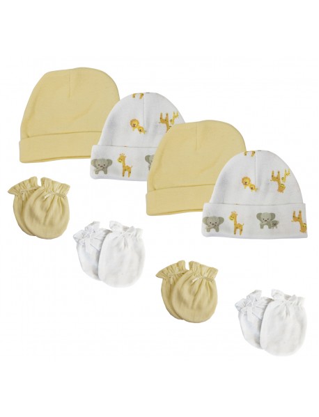 Baby Boy, Baby Girl, Unisex Infant Caps and Mittens (Pack of 8)
