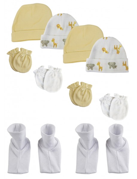 Baby Boy, Baby Girl, Unisex Infant Caps, Booties and Mittens (Pack of 10)