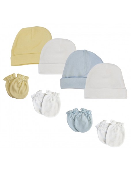 Baby Boys Caps and Mittens (Pack of 8)
