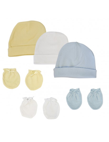 Baby Boys Caps and Mittens (Pack of 6)