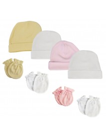 Baby Girls Caps and Mittens (Pack of 8)