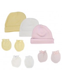 Baby Girls Caps and Mittens (Pack of 6)