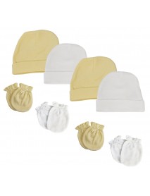 Baby Boy, Baby Girl, Unisex Infant Caps and Mittens (Pack of 8)