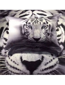 3 PCS Bedding Sets 3D Animal Tiger Head Printing Quilt Cover Pillowcase For Full Size