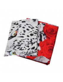 2PCS 3D Leopard Rose Printed Duvet Cover Pillow Cases Quilt Bedding Sets Twin Bed