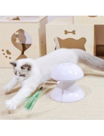 Loskii Pet Laser Cat Toys Feather Ribbon Laser Electric Cat Toy Turntable USB Charging