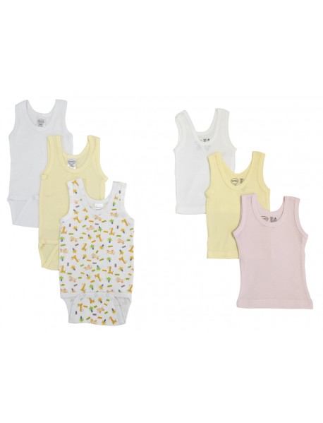 Unisex Baby 6 Pc Onezies and Tank Tops