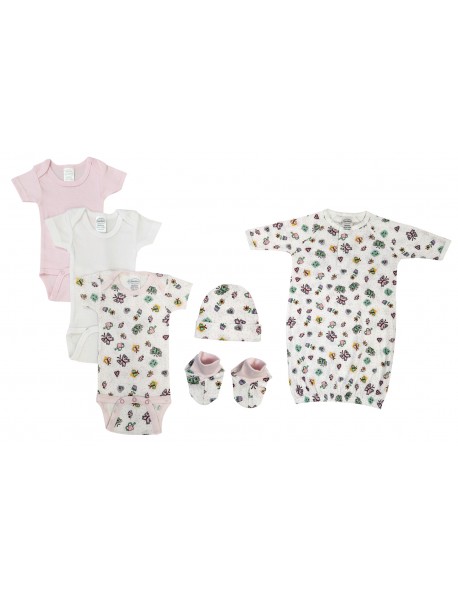 Newborn Baby Girl 6 Pc Layette Sets