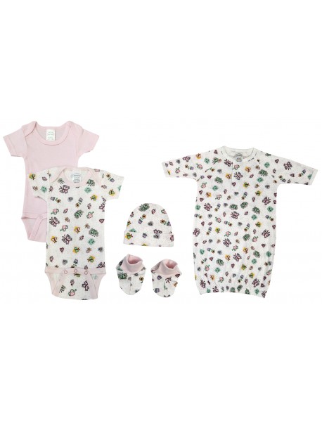 Newborn Baby Girl 5 Pc Layette Sets