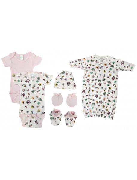 Newborn Baby Girl 6 Pc Layette Sets
