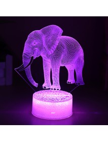 Elephant Model Remote Control Touch Switch 3D Acrylic LED 7/16 Colors Colorful Light Christmas Gift Decorations