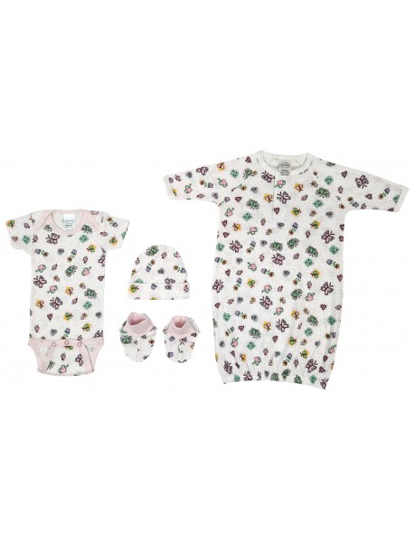 Newborn Baby Girl 4 Pc Layette Sets