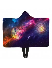 150x200cm Starry Sky Hooded Blankets Wearable Soft Winter Bed Cover Halloween