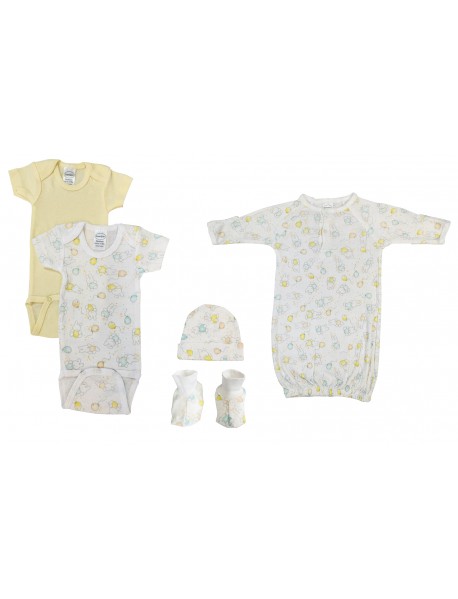 Unisex Newborn Baby 5 Pc Layette Sets