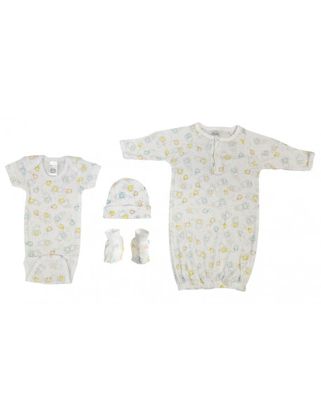 Unisex Newborn Baby 4 Pc Layette Sets