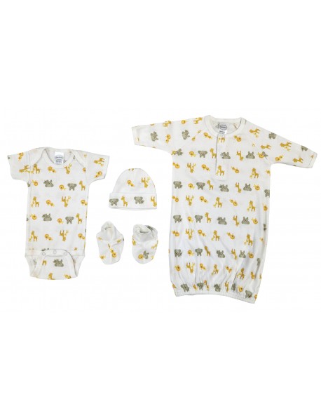Unisex Newborn Baby 4 Pc Layette Sets