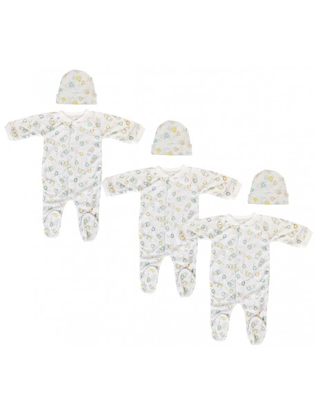 Unisex Closed-toe Sleep & Play with Caps (Pack of 6 )