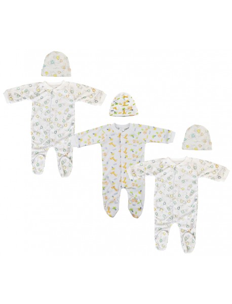 Unisex Closed-toe Sleep & Play with Caps (Pack of 6 )
