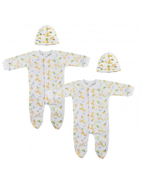 Unisex Closed-toe Sleep & Play with Caps (Pack of 4 )