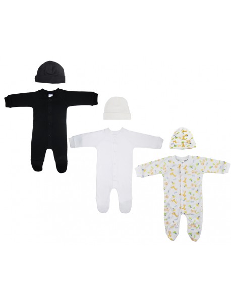 Unisex Closed-toe Sleep & Play with Caps (Pack of 6 )
