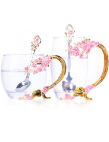 Enamel Flower Tea Mug Exquisite Plum Coffee Cup Handmade Crafts Christmas Gifts