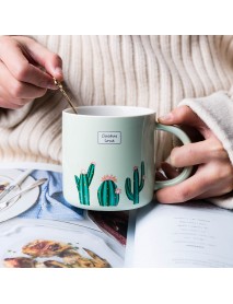 Creative Ceramic Coffee Cup Mug Water Cup Cactus Pattern Mug Durable Mug