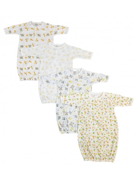 Unisex Newborn Baby 4 Piece Gown Set