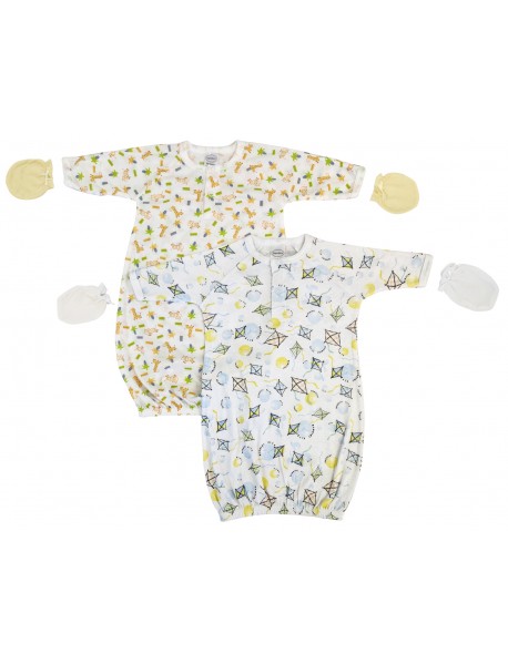 Unisex Newborn Baby 4 Piece Gown Set