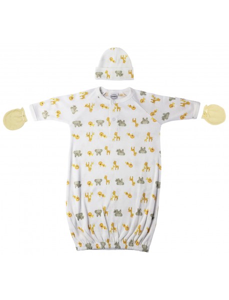 Unisex Newborn Baby 3 Piece Gown Set